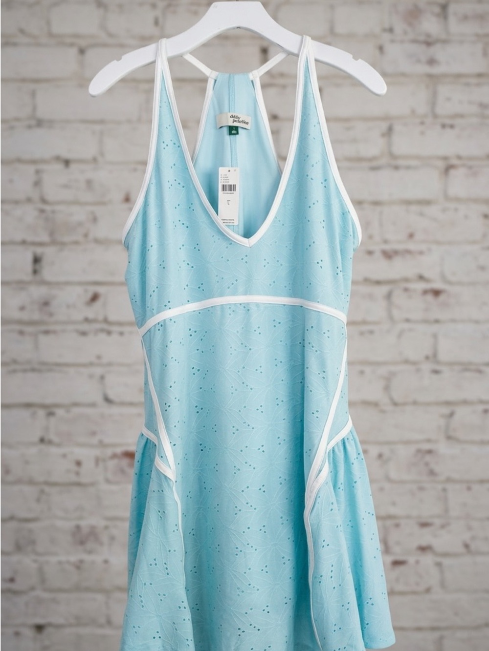 Anthropologie Light Blue Mini Dress with White Trim